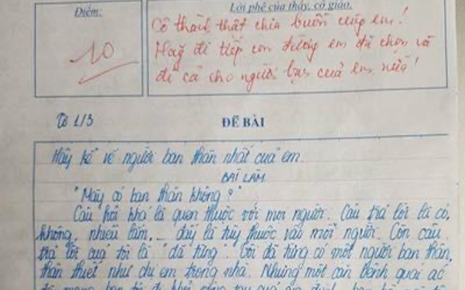 Bài văn kể về người bạn thân đạt điểm 10, cô giáo để lại lời phê xúc động khôn nguôi Ảnh 2