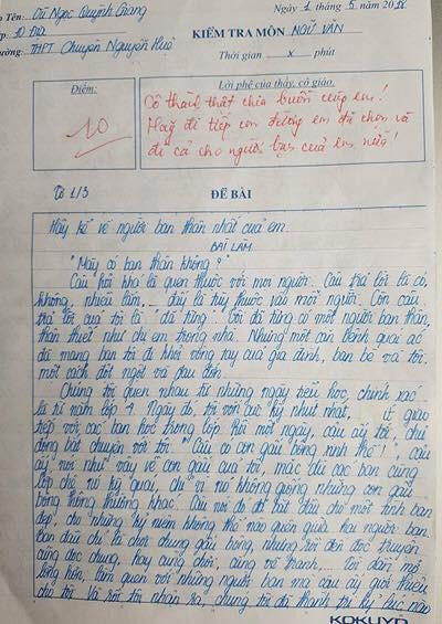 Bài văn viết về người bạn thân đạt điểm 10.
