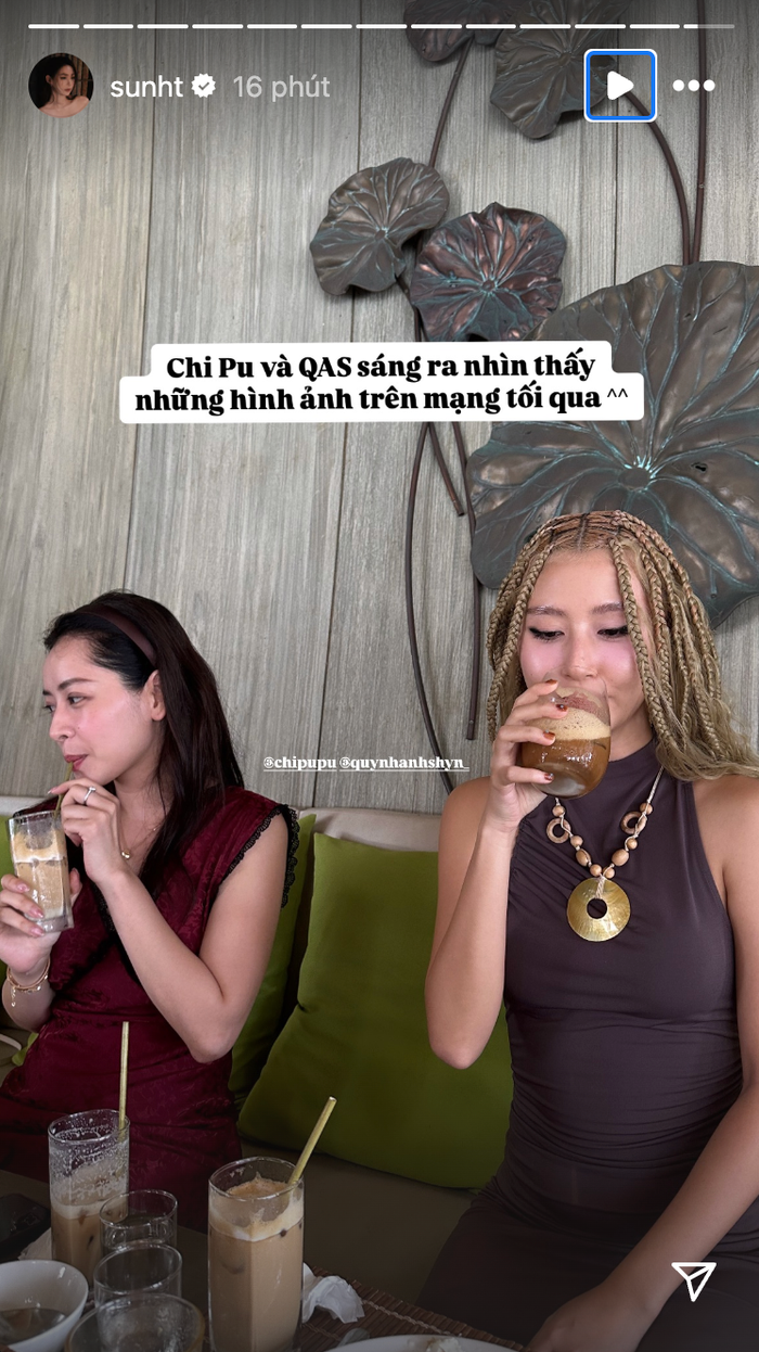 Chi Pu và Quỳnh Anh Shyn bối rối khi gặp lại đối phương vào ngày hôm sau. Ảnh: Instagram sunht