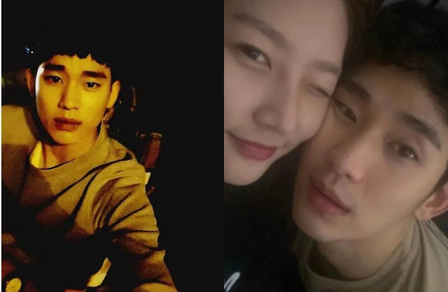 Áo và kiểu tóc của Kim Soo Hyun trong ảnh selfie quảng bá cho thương hiệu điện thoại vào năm 2016 trùng khớp với diện mạo của anh trong bức ảnh thân mật với Kim Sae Ron. (Ảnh Weibo)