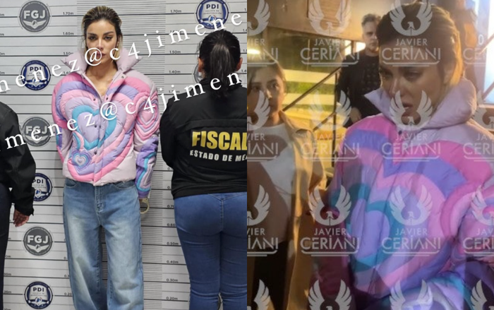 Hình ảnh nữ người mẫu Aleska bị bắt ngay tại phim trường. (Ảnh: Excelsior)