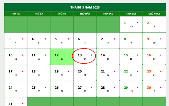 Lịch âm hôm nay 13/3/2025 Ảnh 2