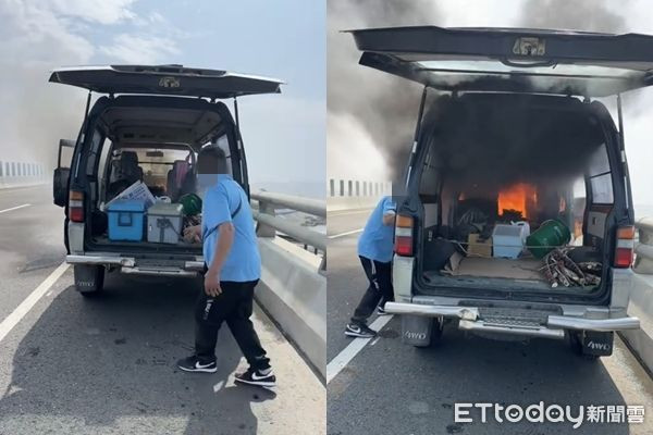 Xe tải bốc cháy ngùn ngụt trên cao tốc, tài xế liều mình cứu thứ còn mắc kẹt bên trong Ảnh 1