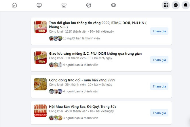 Tràn lan các trang mua bán vàng trên mạng xã hội. Ảnh: Công an tỉnh Nghệ An