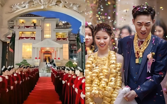 Đám cưới xa xỉ đến ngỡ ngàng: Cô dâu đeo vàng kín người, mỗi bàn ăn giá hơn 5 tỷ đồng Ảnh 2