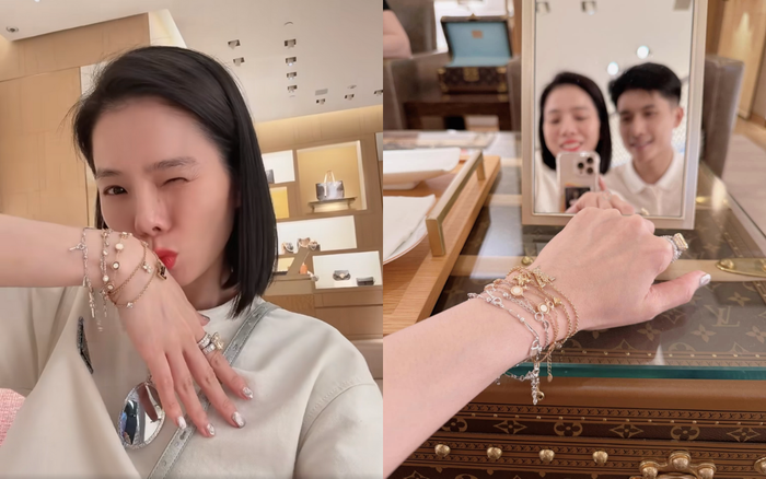 Lệ Quyên thích thú khoe quà sinh nhật sớm nhận được từ Lâm Bảo Châu. Ảnh: FBNV