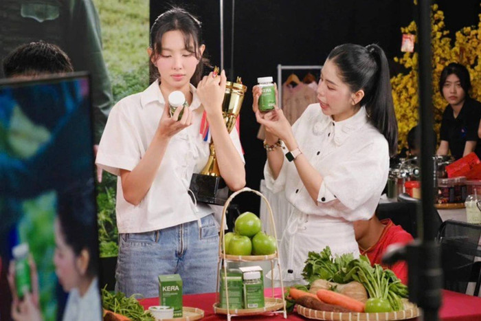 Sản phẩm kẹo rau Kera được Thùy Tiên và Hằng Du Mục quảng cáo trên mạng xã hội - (Ảnh: chụp màn hình).