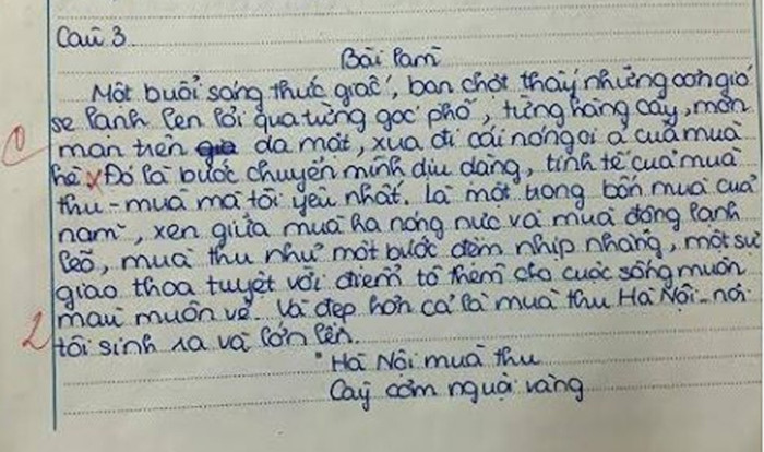 Mở đầu bài văn của học trò lớp 7 bị chấm điểm 0 khiến phụ huynh bức xúc. 