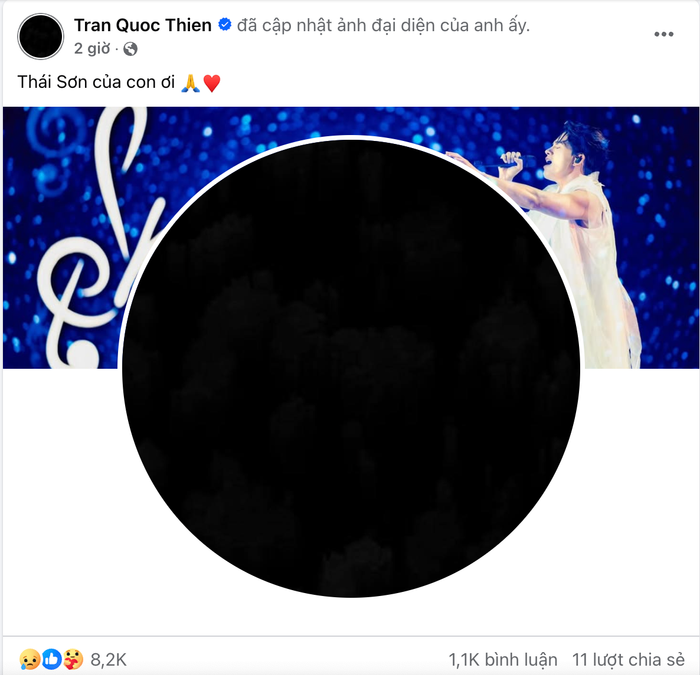 Bài đăng thông báo tin tang sự của ca sĩ Quốc Thiên sáng 16/3.