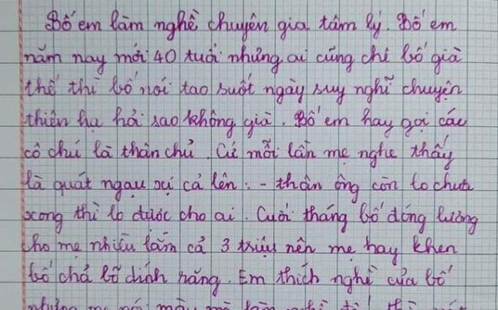 Bài văn tả bố làm chuyên gia tâm lý, bố đọc xong liền rơi vào trầm tư Ảnh 2