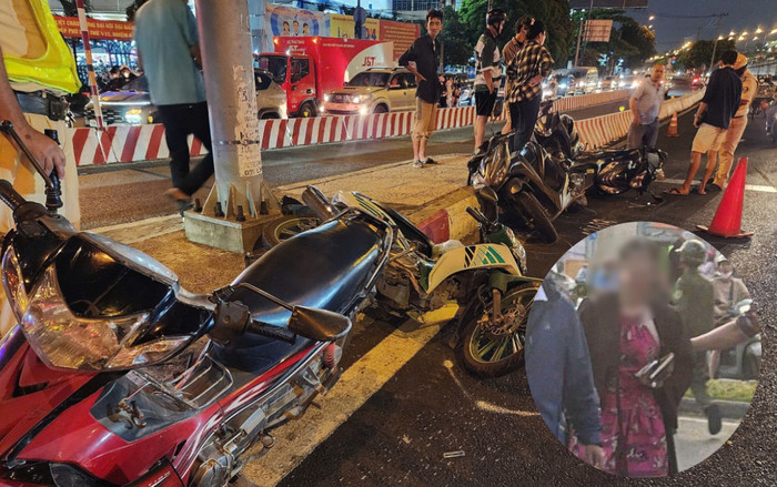 Tông 10 xe máy đang dừng đèn đỏ, nữ tài xế Mercedes bật khóc khi bước ra hiện trường Ảnh 2