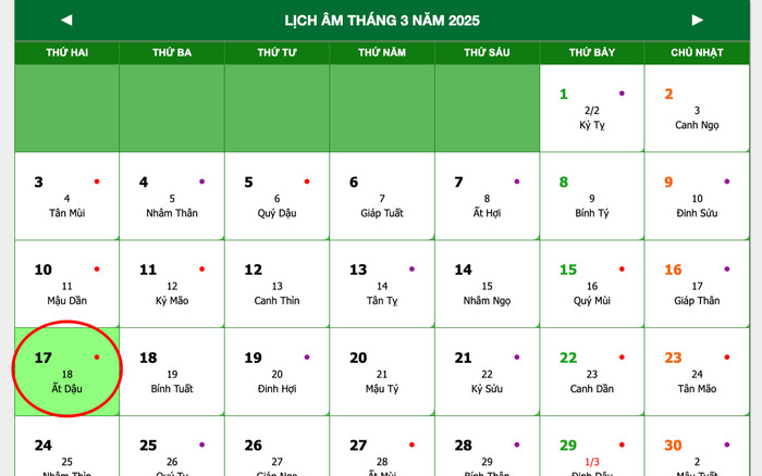 Lịch âm hôm nay 17/3/2025 Ảnh 2