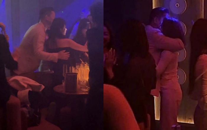 Khoảnh khắc thân mật của doanh nhân Philip Lee với các cô gái lạ trong quán bar khiến cõi mạng dậy sóng. (Ảnh: Weibo)