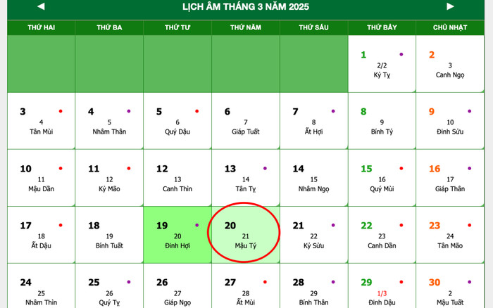Lịch âm hôm nay 20/03/2025: Hạn chế đi xa, tránh tranh chấp kiện tụng Ảnh 2