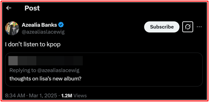 Câu nói của Azealia Banks được ví như một 'cú tát' đau điếng dành cho Lisa.