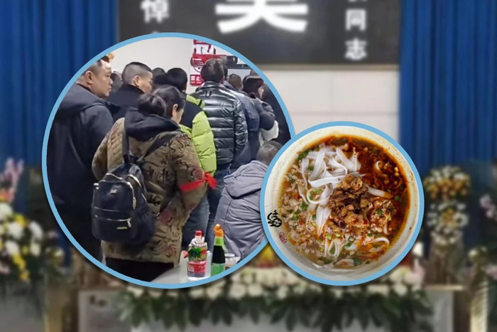 Món mì trong nhà ăn của một nhà tang lễ đang thu hút nhiều thực khách tìm đến để trải nghiệm. (Ảnh SCMP)