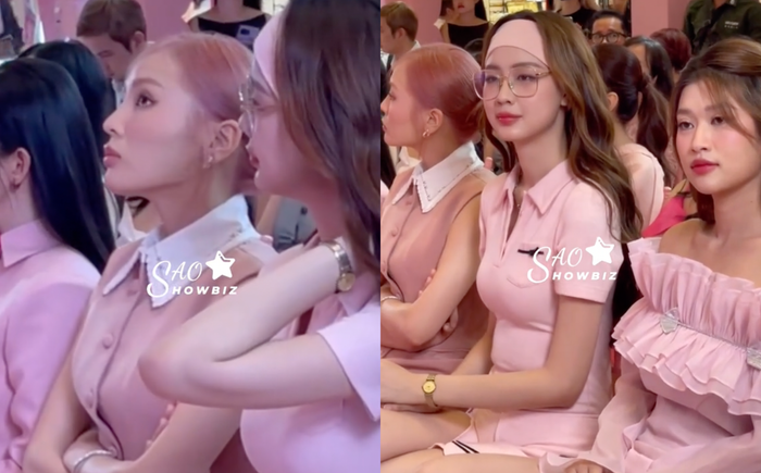 Kỳ Duyên và Thiên Ân ngồi xa cách, không tương tác dù cùng xuất hiện tại một sự kiện. (Ảnh chụp màn hình)