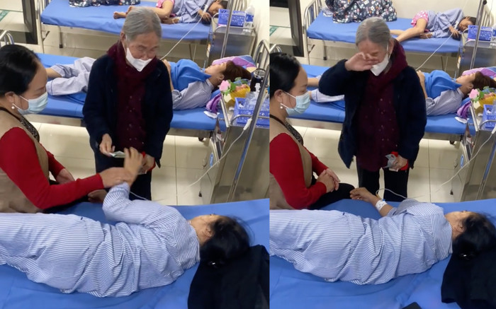 Mẹ già ngoài 90 tuổi bật khóc khi thăm con gái nằm viện gây xúc động Ảnh 2