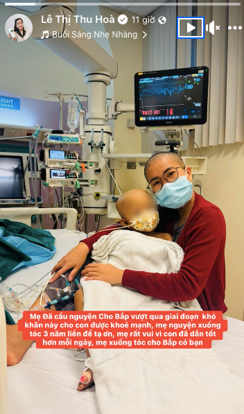 Ở động thái mới nhất, mẹ bé Bắp cho biết, chị nguyện xuống tóc 3 năm liền.