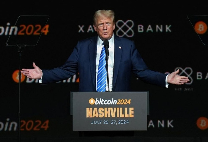Ông Donald Trump tại sự kiện Bitcoin 2024 tháng 7/2024. Ảnh: Reuters
