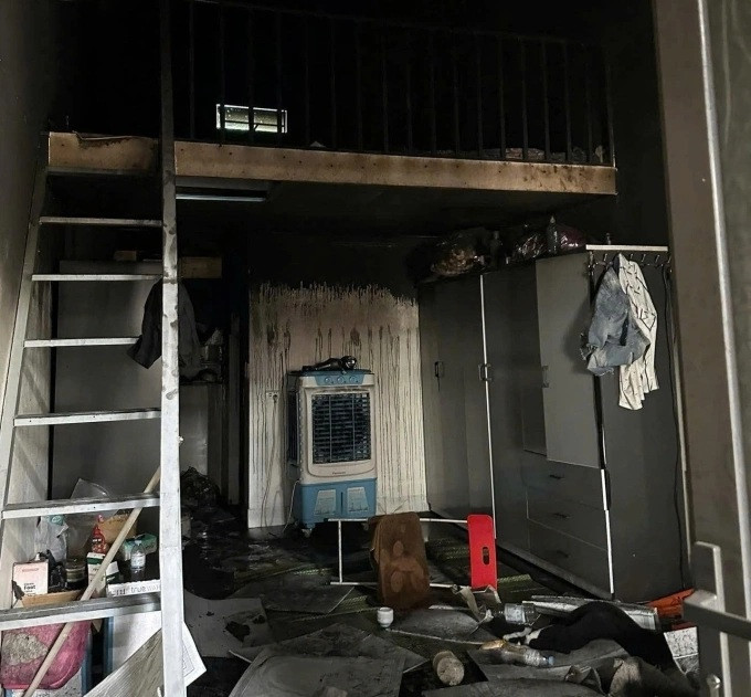 Hiện trường vụ cháy nhà trọ ở Hà Nội. (Ảnh VNE)