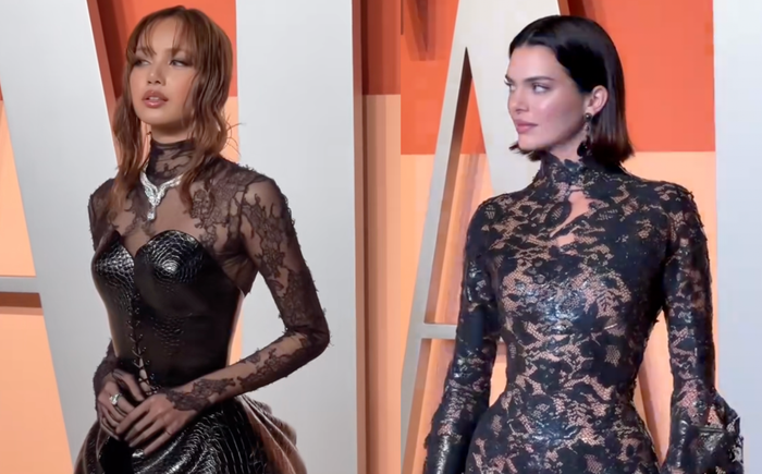 Lộ khoảnh khắc Kendall Jenner 'liếc xéo' Lisa trên thảm đỏ. (Ảnh chụp màn hình)