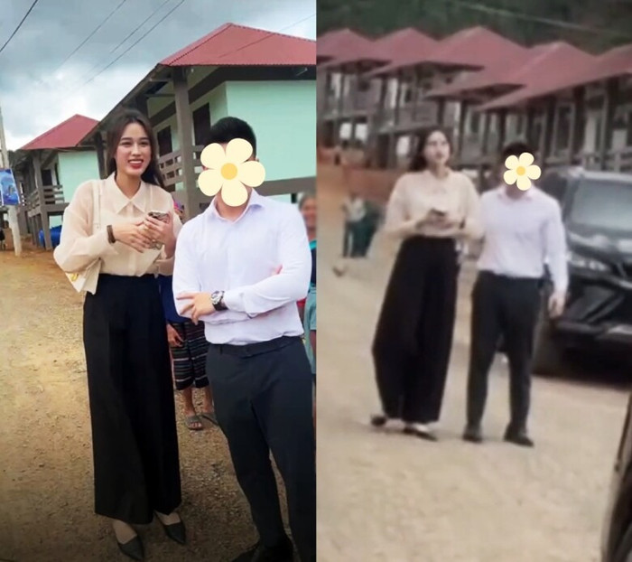 Hoa hậu Đỗ Thị Hà bị bắt gặp đi cùng bạn trai.