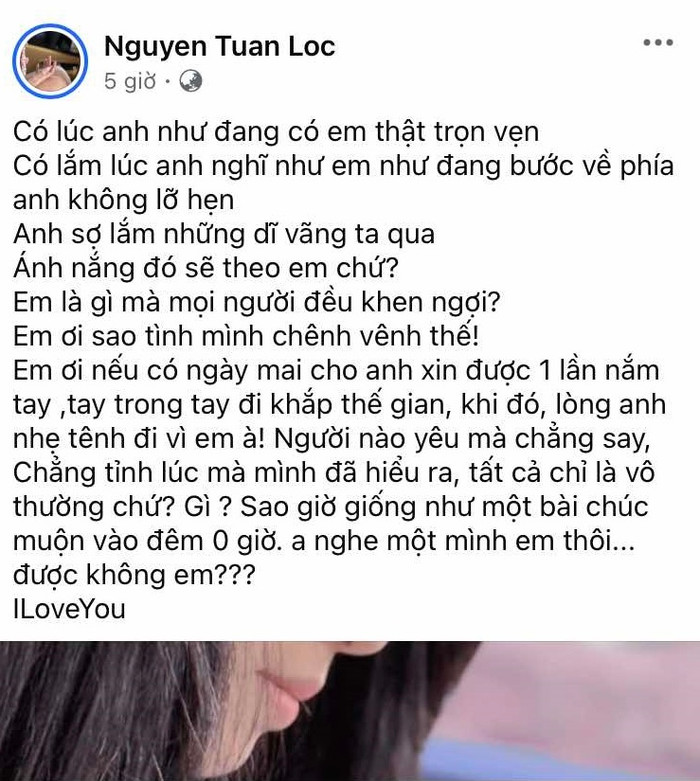 Hoài Lâm đang đắm chìm trong chuyện tình cảm với bạn gái kém 9 tuổi. (Ảnh FBNV)