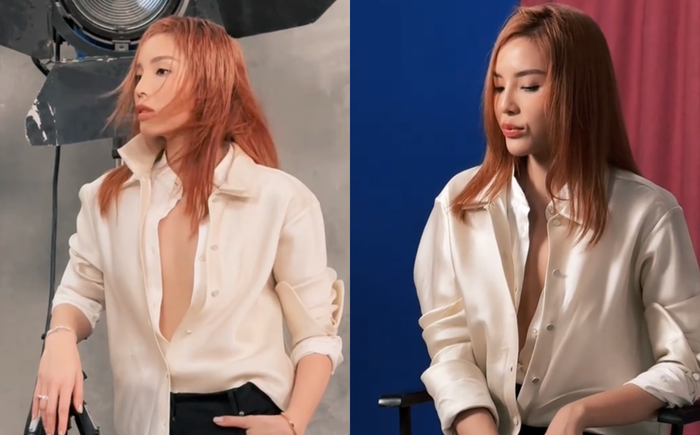 Mốt không nội y suýt nữa khiến Hoa hậu Kỳ Duyên rơi vào tình huống 'đỏ mặt'. (Ảnh chụp màn hình)