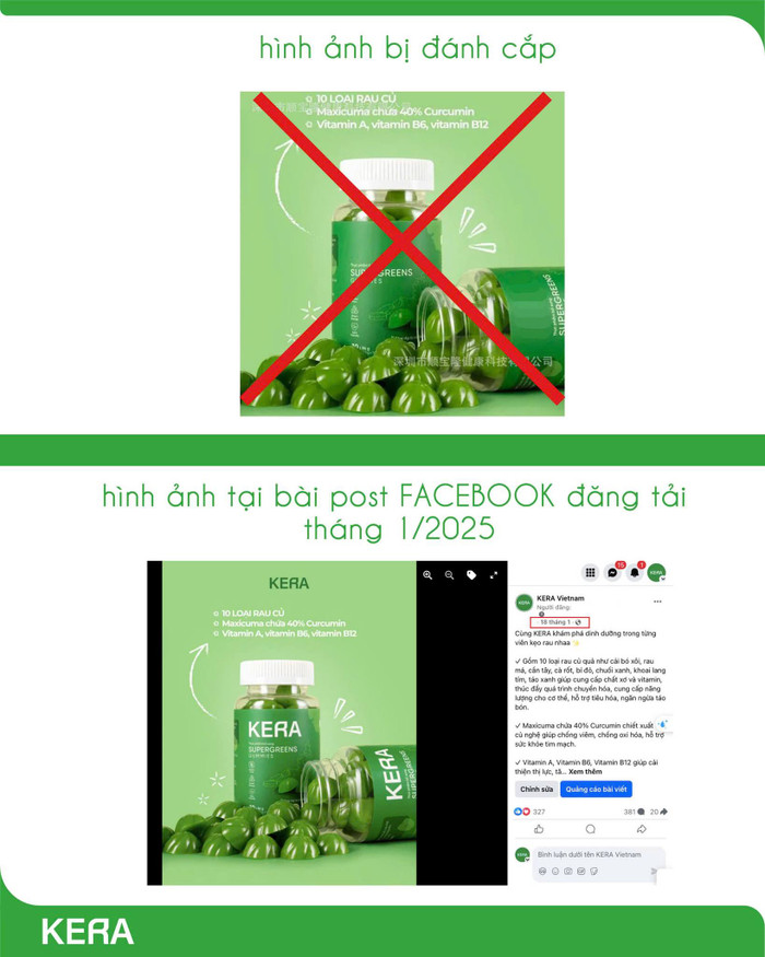 KERA khẳng định hình ảnh sản phẩm của thương hiệu này đang bị sử dụng trái phép.