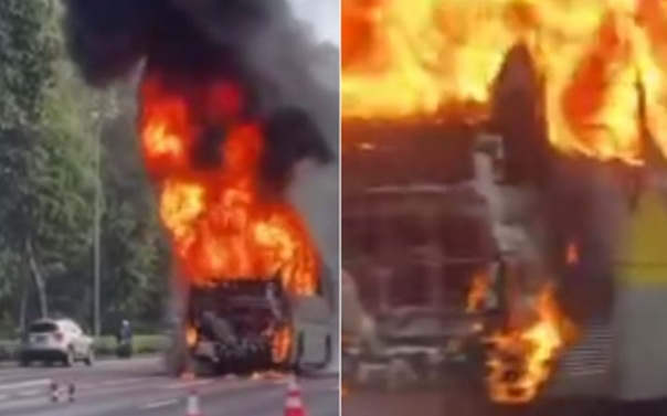 Xe buýt chở 11 người bốc cháy trên cao tốc Ảnh 2