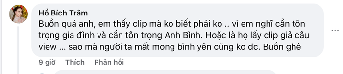 Chia sẻ của diễn viên Hồ Bích Trâm.