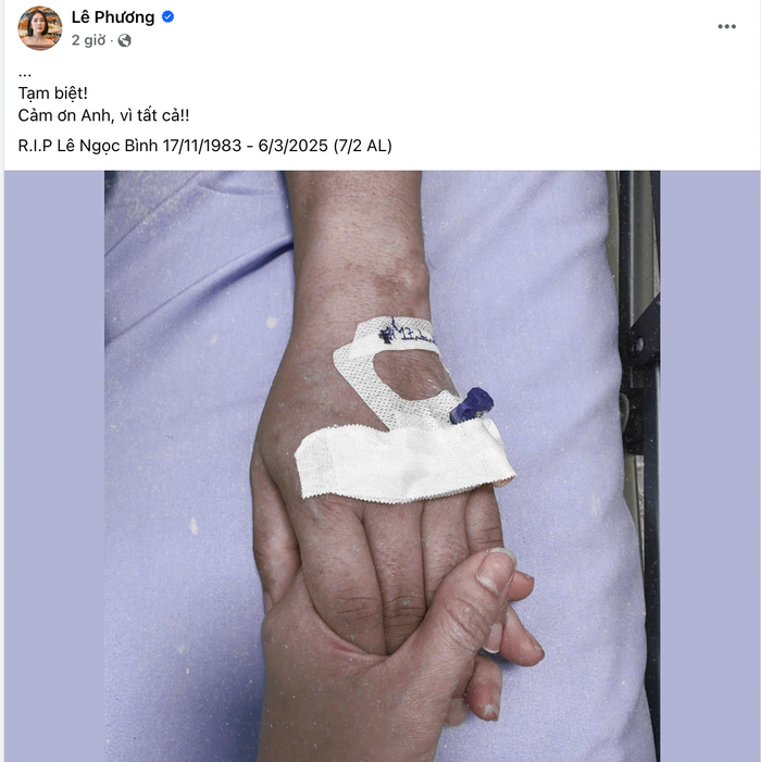 Lê Phương đăng tải hình ảnh tiễn biệt Quý Bình vào ngày 9/3.