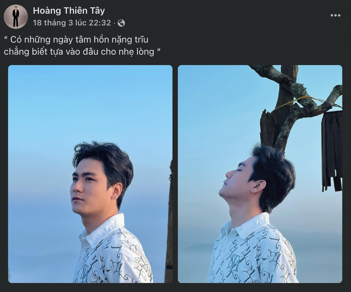 Không những ẩn hoặc xóa ảnh chụp chung với Ngọc Trinh, Thiên Tây còn đăng dòng trạng thái gây chú ý vào ngày 18/3. (Ảnh chụp màn hình)