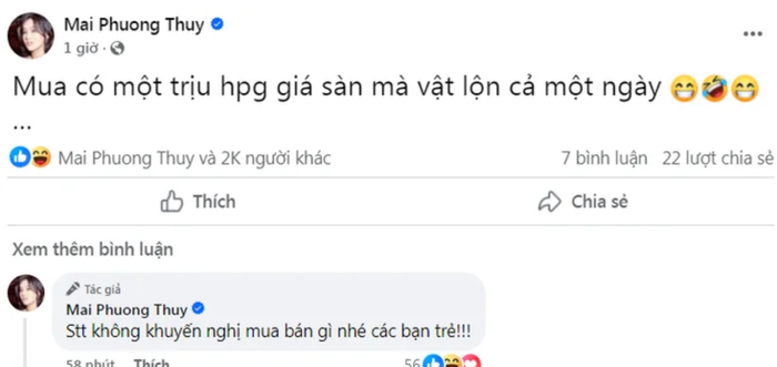 Showbiz 24h: Mai Phương Thúy chi đậm để bắt đáy sàn chứng khoán. Ảnh: Chụp màn hình