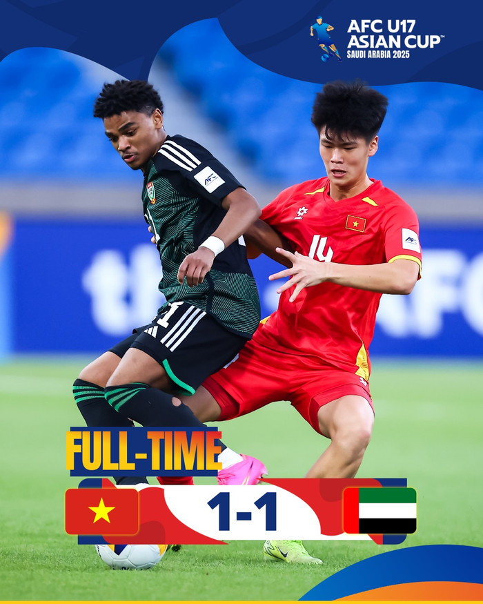 Báo Indonesia nhận xét U17 Việt Nam chơi hay hơn nhưng UAE lại là đội được đi tiếp. Ảnh: AFC