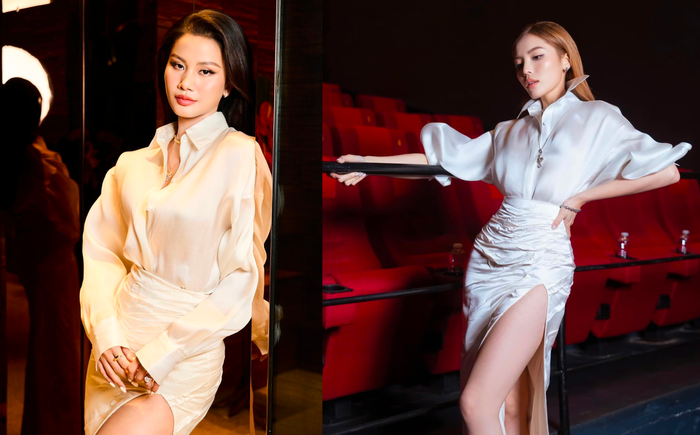 Á hậu Hương Ly mặc lại mẫu váy từng được Hoa hậu Kỳ Duyên diện trước đó. (Ảnh: FBNV)