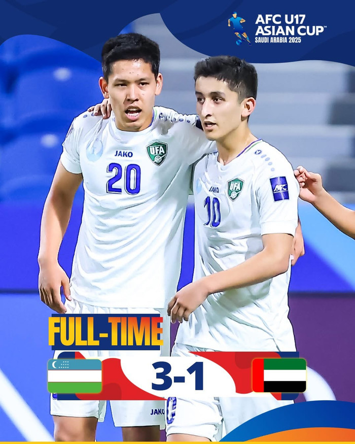 Aliev tỏa sáng, Uzbekistan vào bán kết U17 châu Á 2025 sau chiến thắng ấn tượng trước UAE Ảnh: AFC
