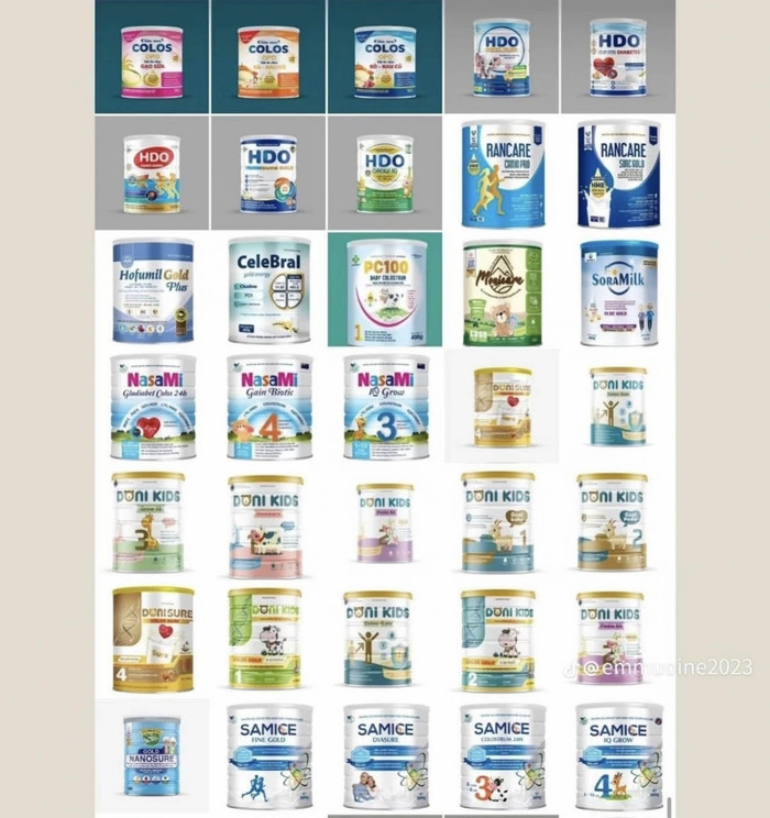 Hình ảnh các loại sữa giả đã được tung ra thị trường.