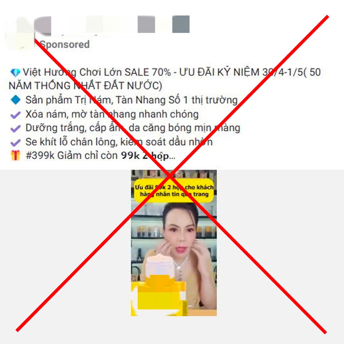Showbiz 24h: Kẻ gian lợi dụng danh tiếng, hình ảnh của Việt Hương để bán hàng trực tuyến. Ảnh: FBNV