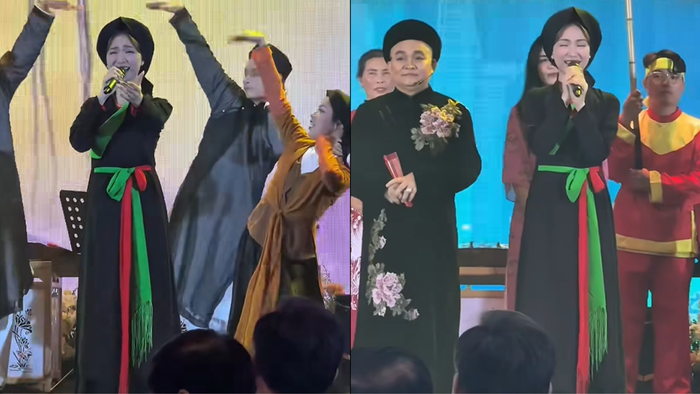 Hành động tinh tế của Hòa Minzy khi biểu diễn cùng NSƯT Xuân Hinh Ảnh 1