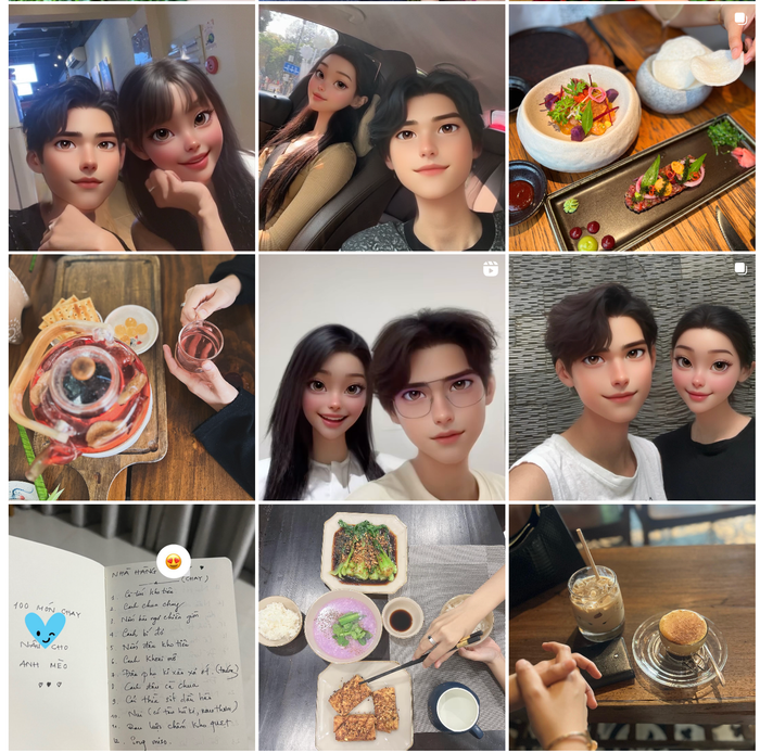 Những hình ảnh thời yêu nhau vào năm 2023 được bạn đời Vũ Cát Tường chia sẻ. (Ảnh: Chụp màn hình)