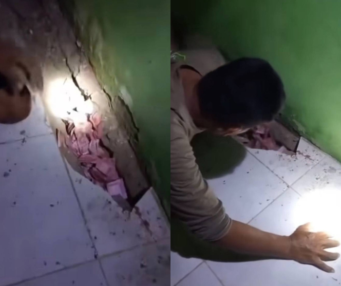 Người đàn ông moi từ tường nhà ra một số tiền lớn nhưng không rõ nguồn gốc ở đâu.