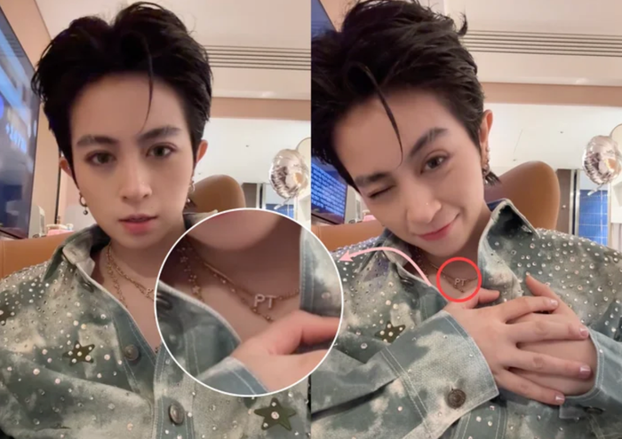 Showbiz 24h: Gil Lê bị soi hành động 'đánh dấu chủ quyền' với Xoài Non khi đeo vòng cổ khắc tên viết tắt của hot girl sinh năm 2002. Ảnh: Chụp màn hình