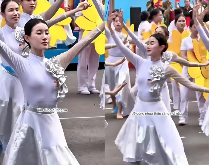 Bí Đỏ, bạn đời Vũ Cát Tường, góp mặt trong đội hình múa biểu diễn vào ngày lễ 30/4 sắp tới. (Ảnh chụp màn hình)