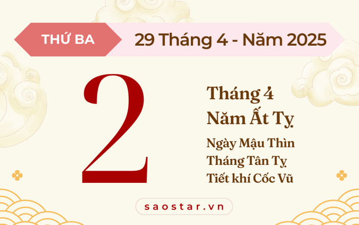 Lịch âm hôm nay 29/4/2025: Ngày đẹp để xuất hành, cầu tài, khởi sự hanh thông Ảnh 1
