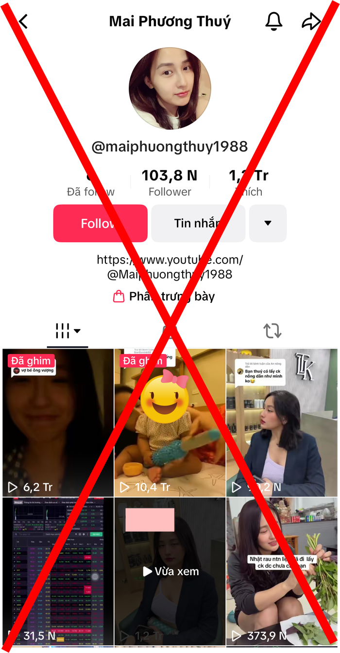 Tài khoản TikTok mạo danh Hoa hậu Mai Phương Thúy liên tục đăng tải những video, hình ảnh liên quan đến nàng Hậu.