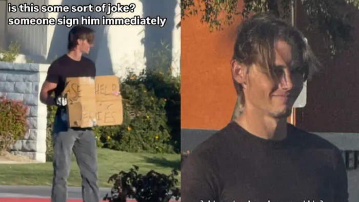 Chàng trai ăn xin gây sốt mạng xã hội vì quá đẹp trai Ảnh 1