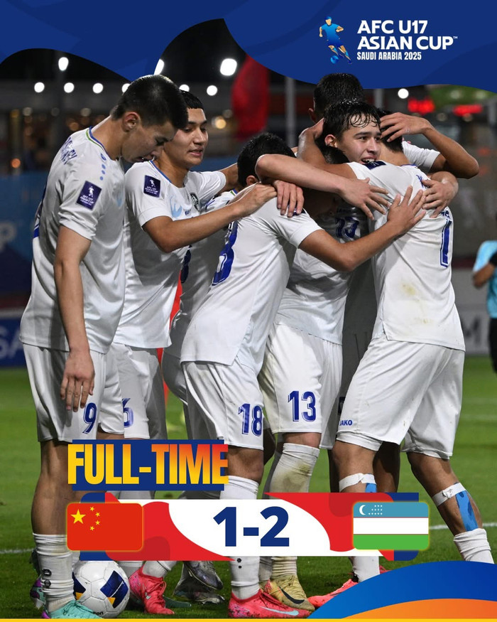 Dù có bàn thắng dẫn trước, nhưng U17 Trung Quốc đã thua ngược U17 Uzbekistan và gần như bị loại khỏi giải. Ảnh: AFC