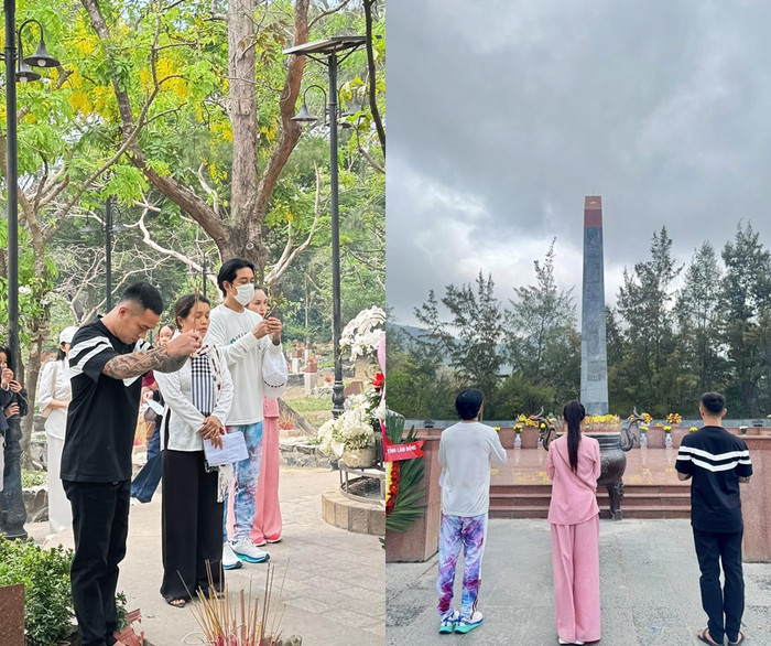 Vợ chồng ca sĩ Tuấn Hưng và Hương Baby dành thời gian đến Côn Đảo trong dịp nghỉ giỗ Tổ Hùng Vương. 'Thăm nghĩa trang Hàng Dương, Côn Đảo, tưởng nhớ những anh hùng đã hy sinh vì đất nước', nam ca sĩ chia sẻ. 